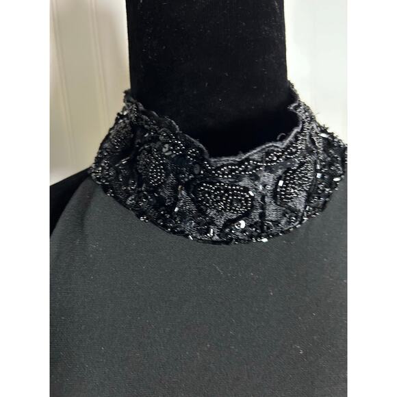 Lauren Ralph Lauren Cocktail Evening Dress Black Halter Sequined Collar Sz 12 - Picture 2 of 8